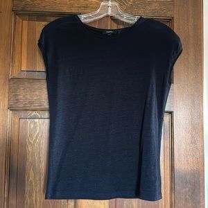 Theory Ginala cap sleeve linen top navy P